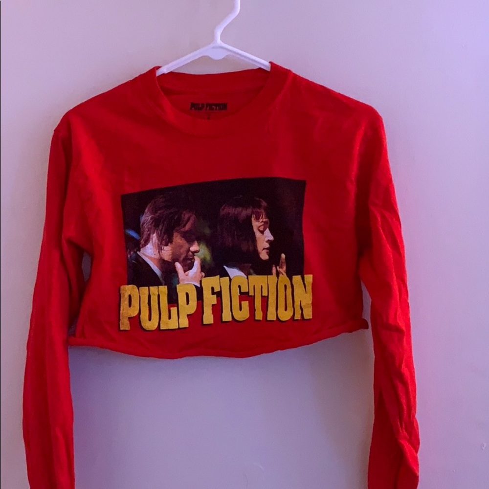 A long sleeve cropped Pulp Fiction tee.